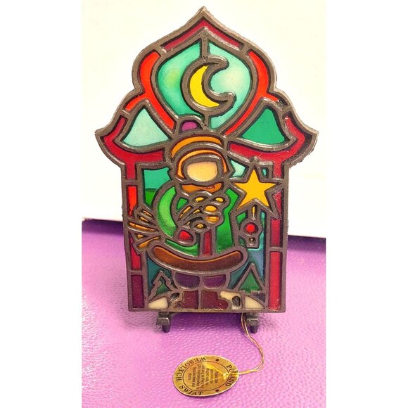 Polish Stained Glass With Foldable Cast Iron Tealight Candle Holder Christmas - Picture 2 of 7